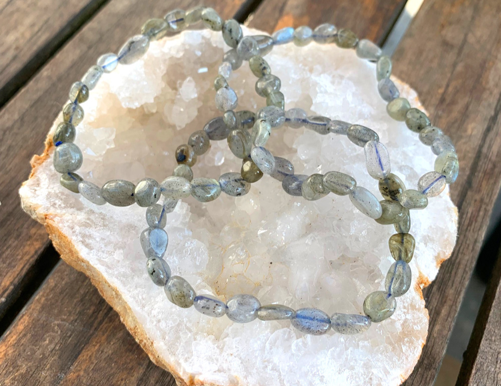 Bracelets pierres roulées labradorite