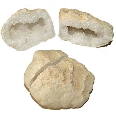 Paire de géode (druse) en cristal de roche de 12 à 15 cm