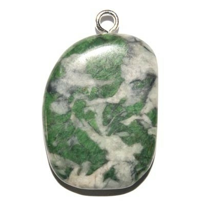 Smaragdite pierre plate en Pendentif