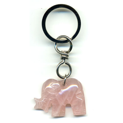 Porte clefs Elephant en Quartz rose