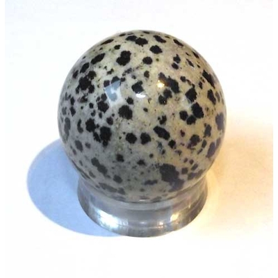 Boule de massage en Jaspe dalmatien de 3 cm avec support plexi