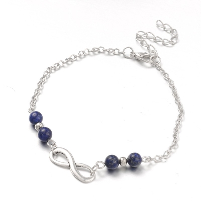 Bracelet de cheville en lapis lazuli réglable