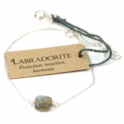 Bracelet en argent coussin de Labradorite 7 mm