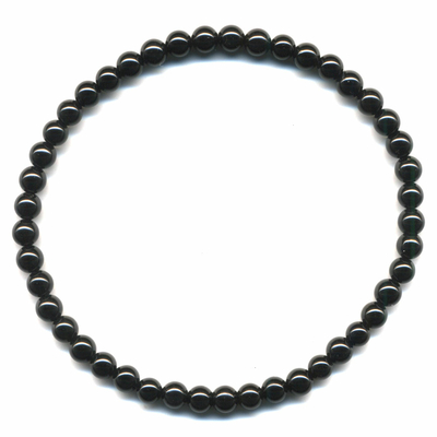 Bracelet en obsidienne noire boules 4mm