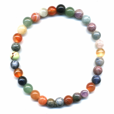 Bracelet multicolore en pierres naturelles boules 6mm