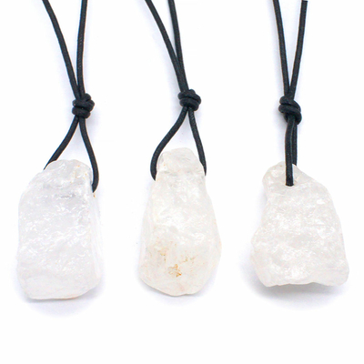 Pendentif cristal de roche brute XL avec cordon