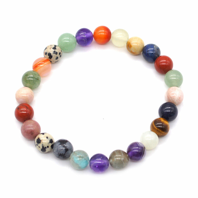 Bracelet multicolore en pierres naturelles boules 8mm