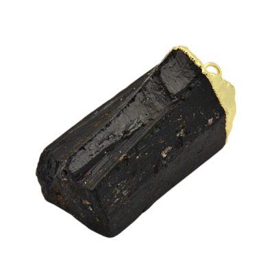 Pendentif Tourmaline noire pierre brute montage doré