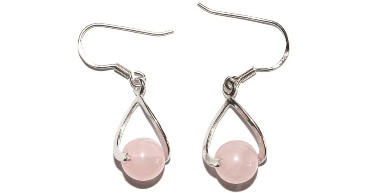 Boucles D'oreilles En Argent 925 Avec Quartz Rose 6mm - Clous Ronds Pour Femmes Et Filles