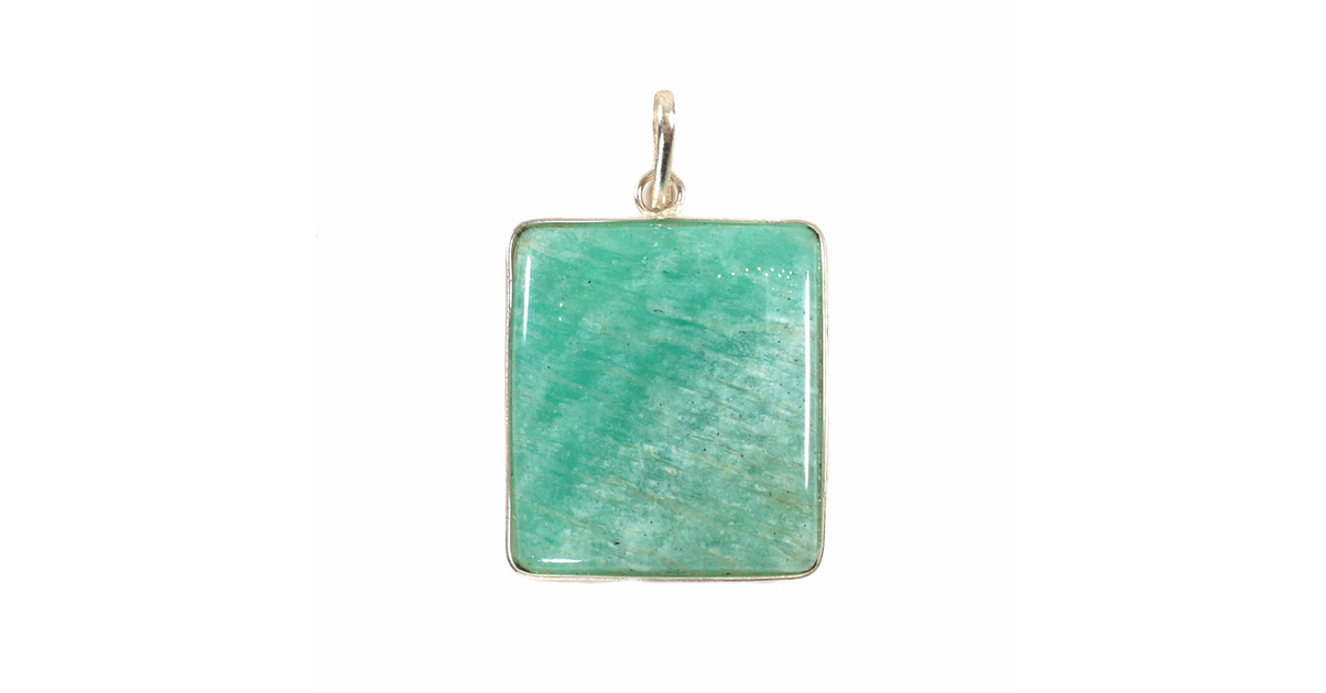 Pendentif Amazonite Du Pérou, Pierre Plate Forme Libre Harmonie Interieure Et Soutien Emotionnel