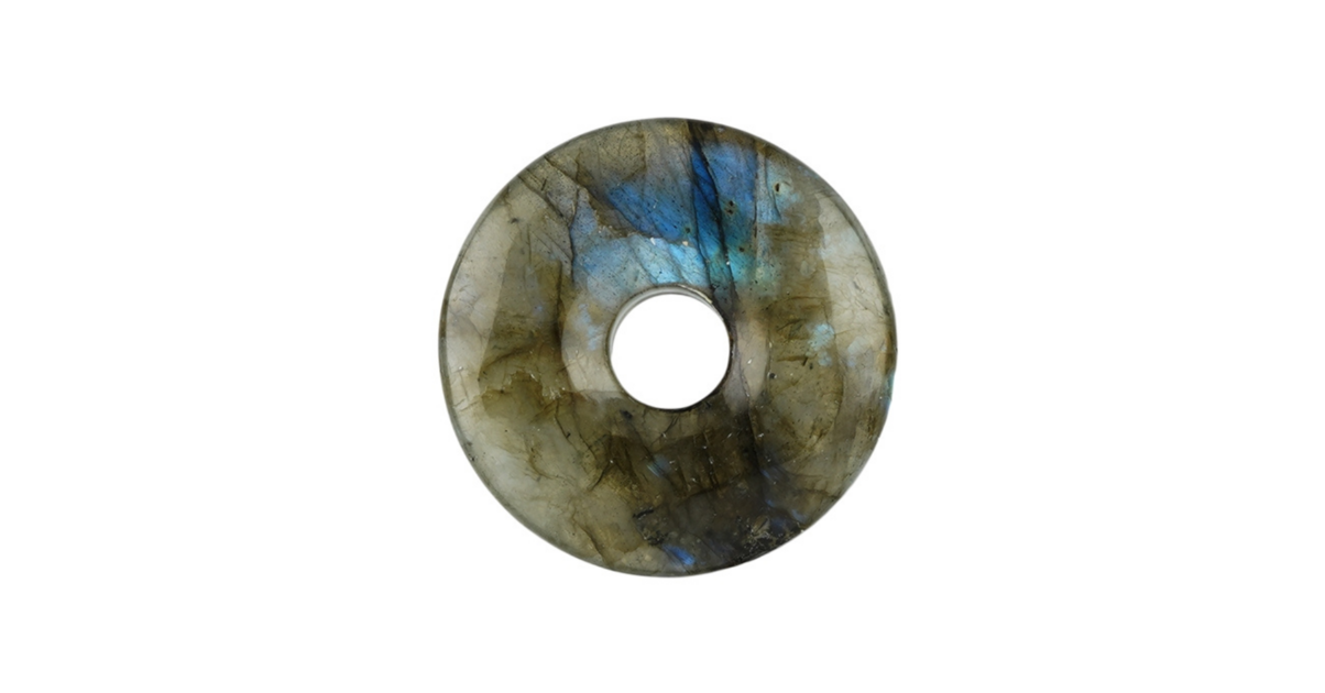 Donut Ou Pi En Labradorite 3cm - Pierre De Protection Chakras - Avec Lacet Coton Noir Réglable