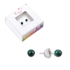 Boucles d'oreilles Malachite en Argent 925 Rhodié 4mm