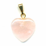 Pendentif Quartz Rose 15mm en Petit Coeur