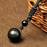 Pendentif-Obsidienne-Oeil-céleste-(Arc-En-Oeil)-pierre-Naturelle-Protection-et-Purification-Boule-16mm