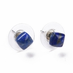 Boucles D'oreilles Puces Carré Lapis lazuli 6mm