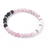 Bracelet Pierre de lave et Kunzite rose 6mm - Équilibre et Sérénité