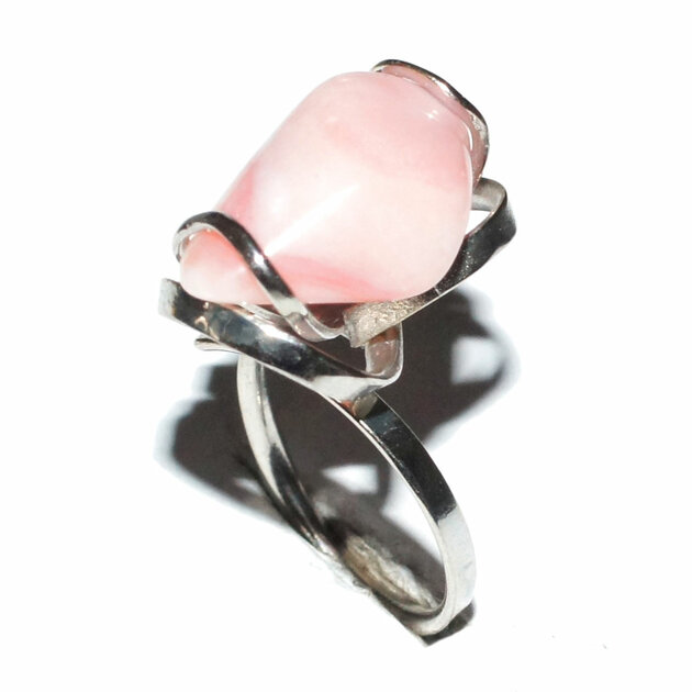 Bague Plaqué Or Avec Opale De Rose - Taille 57-58, Neuf Sans Emballage, Bijou Délicat Et Romantique