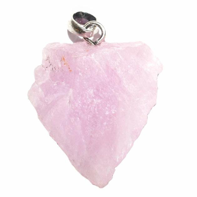 Pendentif Main En Argent 925 Et Kunzite Rose - Pierre Naturelle En Forme De Cœur - Inde