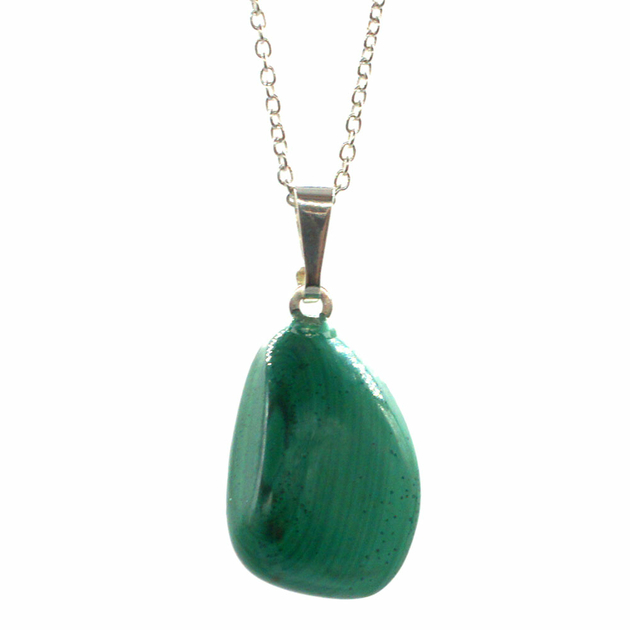 Pendentif Malachite – Ovale argent 925 certifié Grade AAA