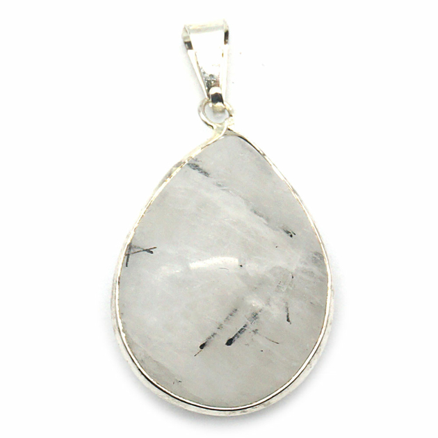 Pendentif Quartz Tourmaline Bicolore - Argent Sterling 925, Fait Main Inde