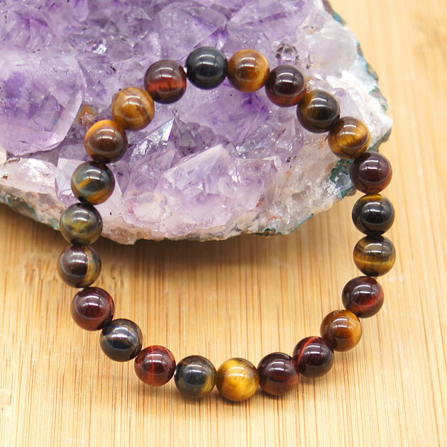 Bracelet En Perles D'Oeil De Tigre 8mm - Ajustable Sans Fermoir - Neuf Avec étiquettes