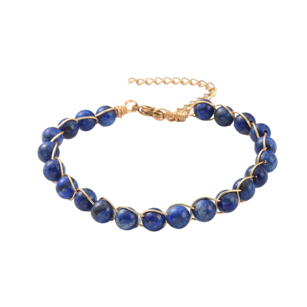 Bracelet Réglable En Lapis-lazuli & Acier - Création Artisanale Unique, Livré Avec Son écrin