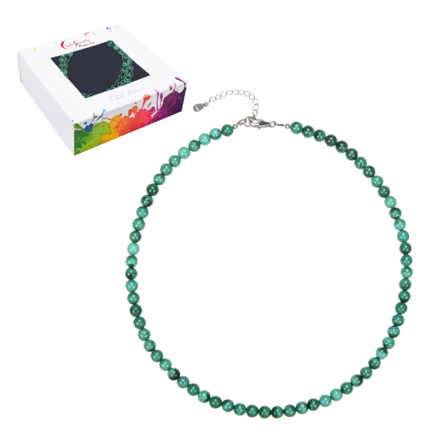 Collier malachite naturelle en argent 925 plaqué