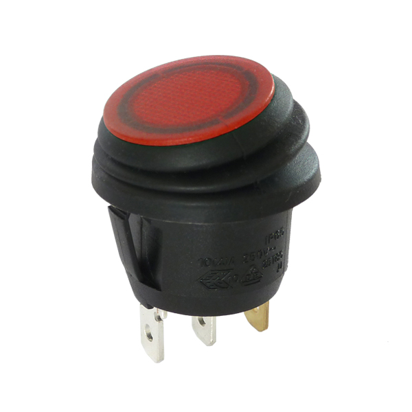 Interrupteur automobile noir lumineux rouge 12V 30A