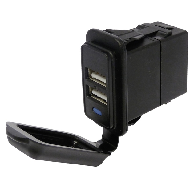Chargeur double USB rectangulaire étanche 5A / 5V - Auto Moto Marine/Prise  allume cigare USB étanche, faisceau, platines - Eurolec