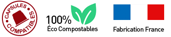Capsules compatibles, 100% éco compostables, fabriquées en France