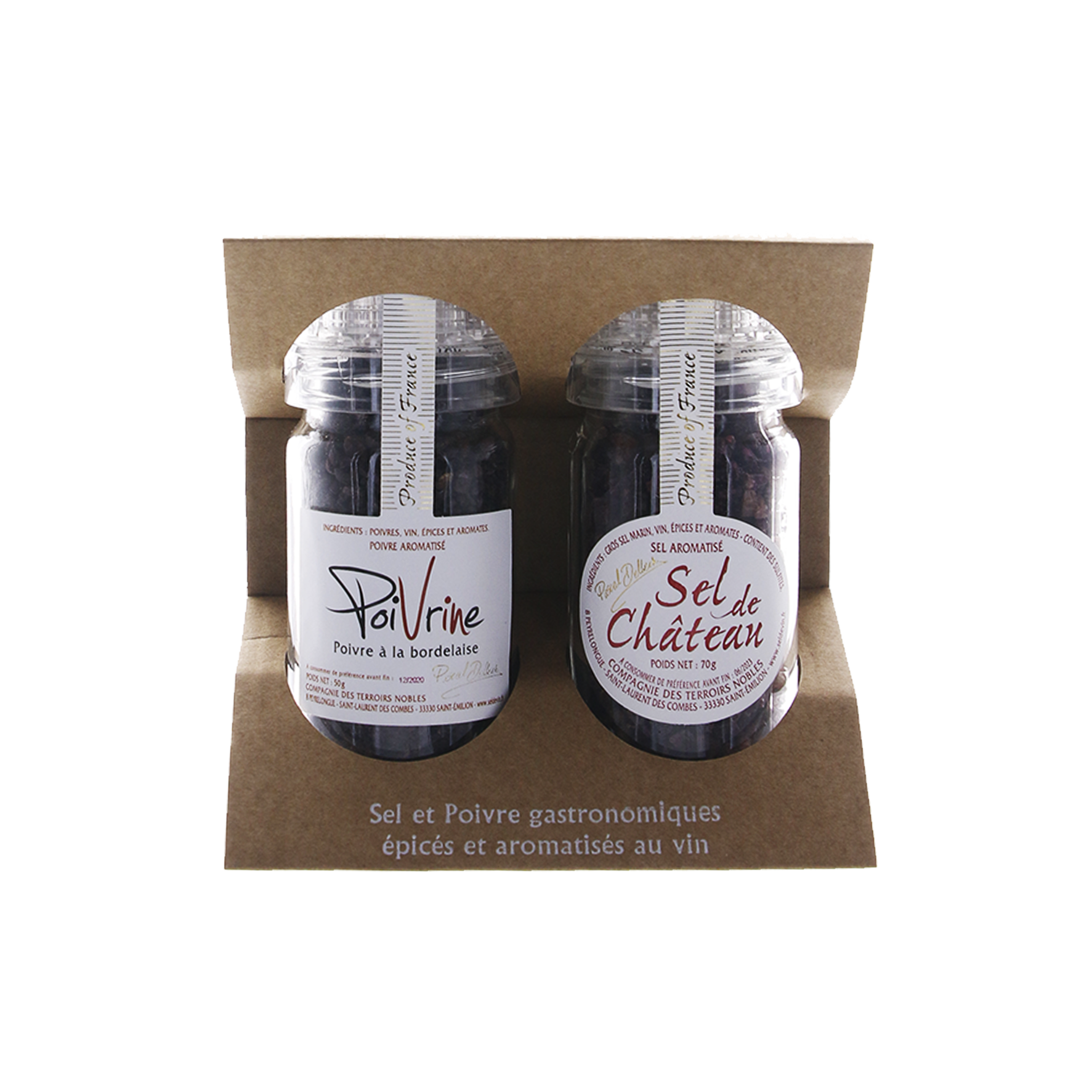 Sel de Vin - Coffret de 2 Moulins - Sel de Château et Poivrine - Sel de vin/ Sel de Vin - Les Vins Brunin-Guillier