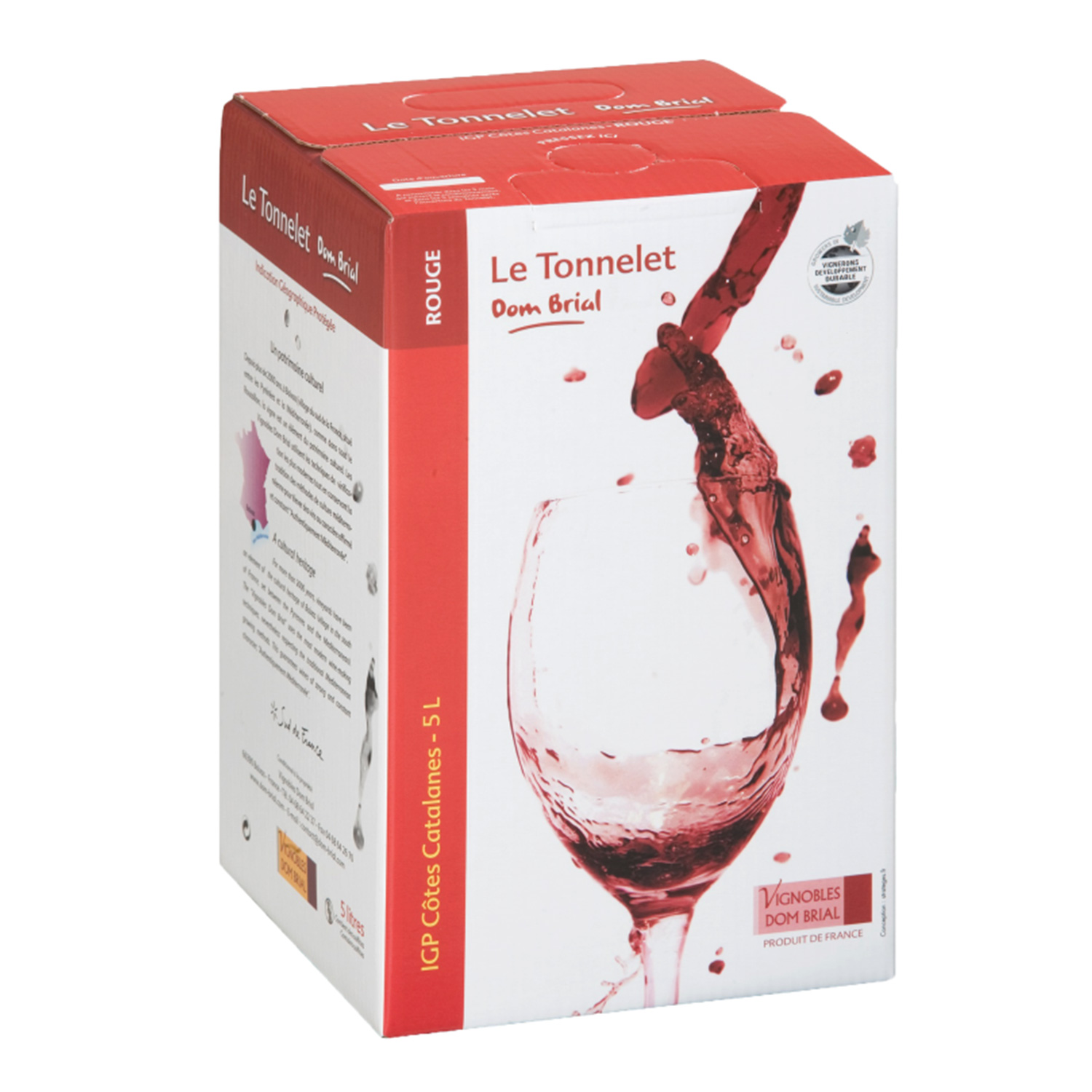 IGP Côtes Catalanes - Cubi de qualité - Le Tonnelet - 5L - Domaine Dom Brial - ROUGE