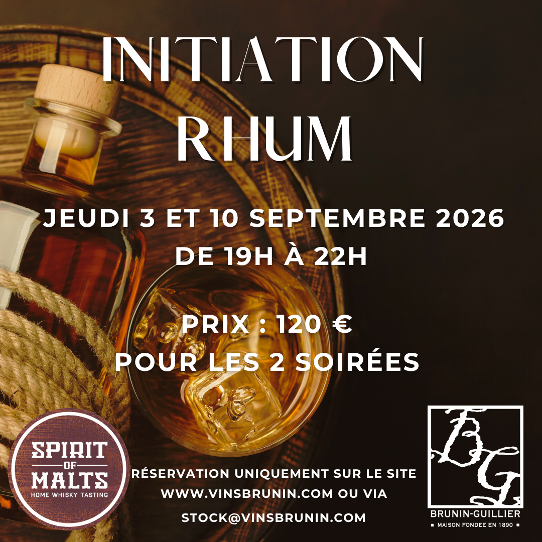 Initiation Rhum - 3 et 10 septembre 2026 aux Vins Brunin-Guillier
