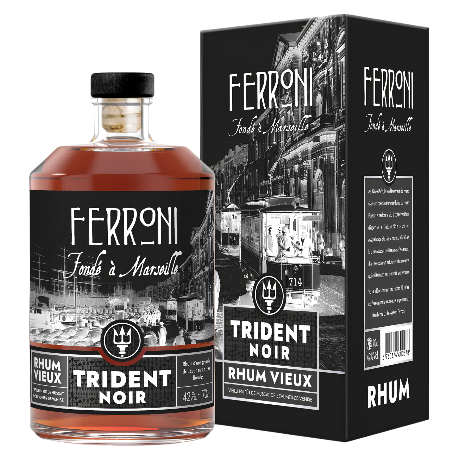 Rhum - Trident Noir - 42° - 70 cl - Maison Ferroni