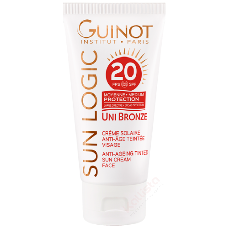 Crème solaire teintée Guinot - Uni Bronze - Crème anti-âge SPF20 - Sun Logic