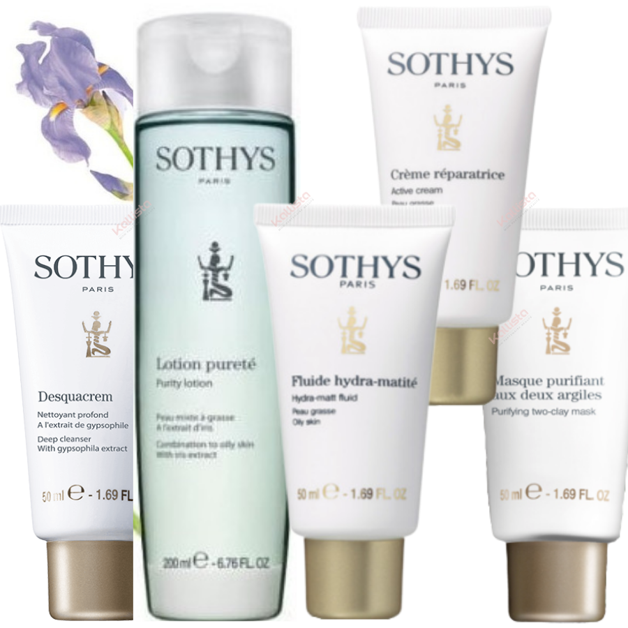 Pack pureté Sothys - Crème, fluide, masque, desquacrem et lotion démaquillante