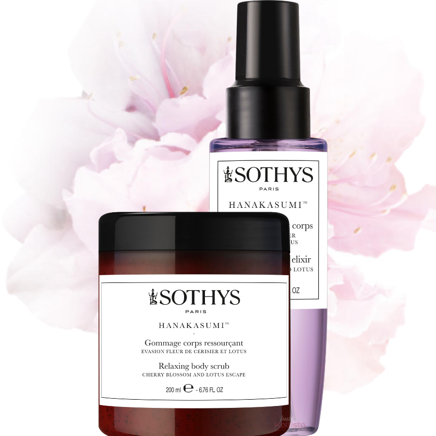 Duo de produits corps Sothys - Fleur de Cerisier & Lotus - Gommage et Élixir hydratant