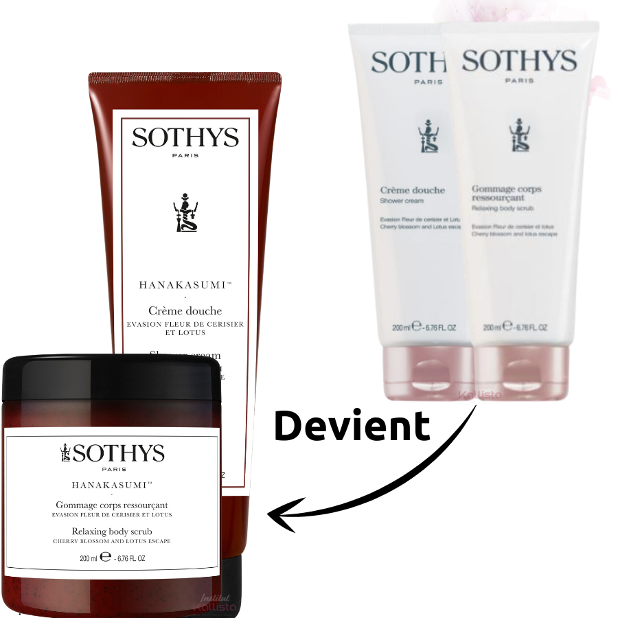 Duo de produits corps Sothys - Fleur de Cerisier & Lotus - Crème de douche et Gommage
