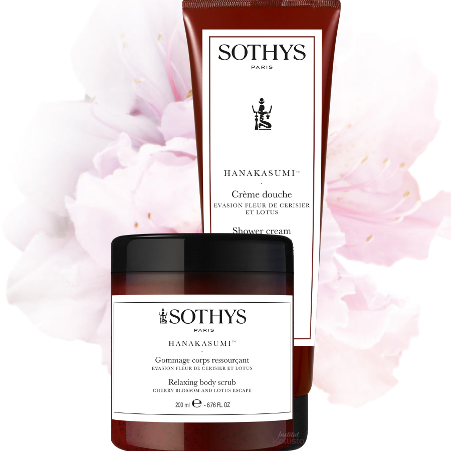 Duo de produits corps Sothys - Fleur de Cerisier & Lotus - Crème de douche et Gommage