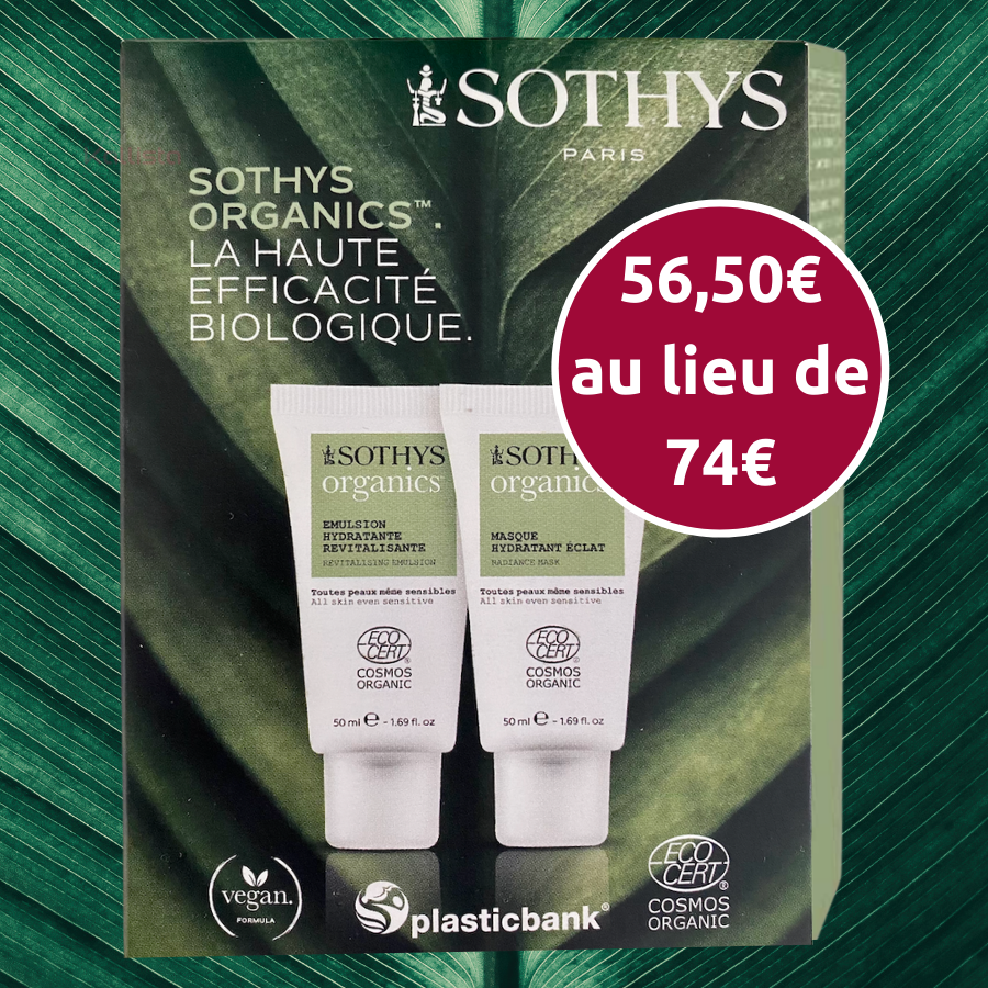 Coffret Duo Sothys Organics™ 2x50 ml - Émulsion Hydratante Revitalisante et Masque Hydratant Éclat à -50%