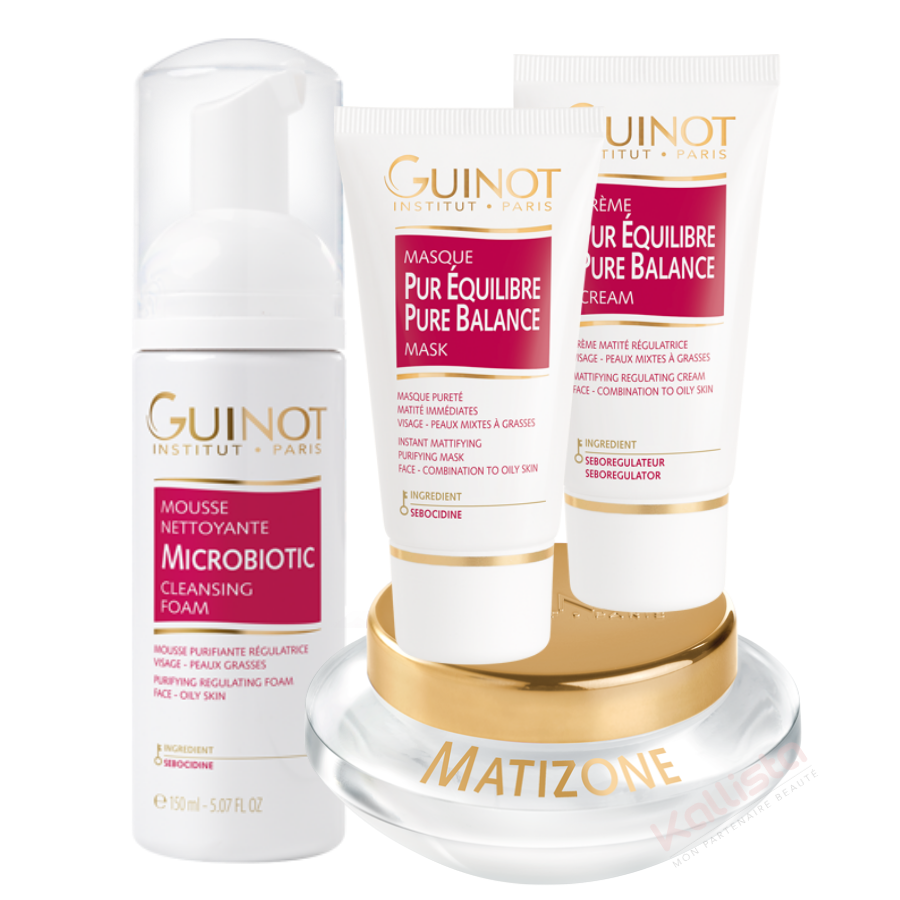 Pack Pureté Guinot : Mousse Microbiotic, Masque, Crème au choix