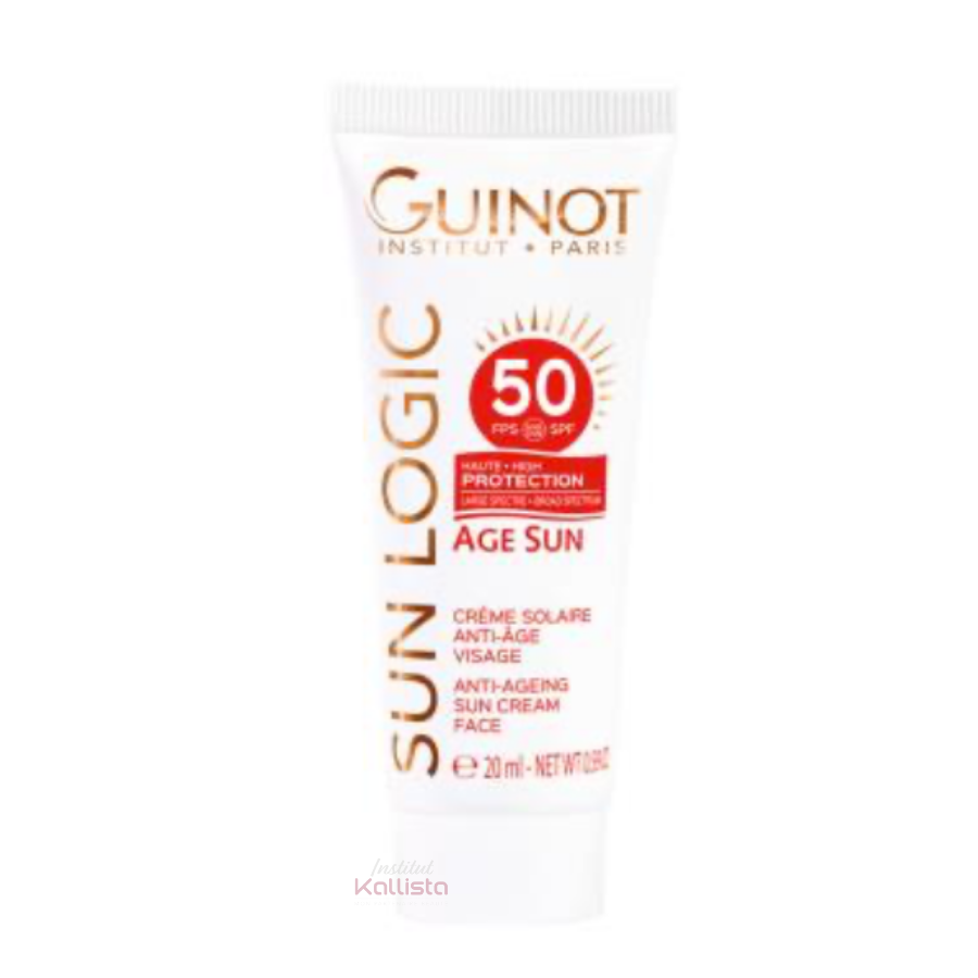 Âge Sun Crème Solaire Visage Guinot - Anti-Âge SPF50 - Sun Logic - Format voyage 20 ml