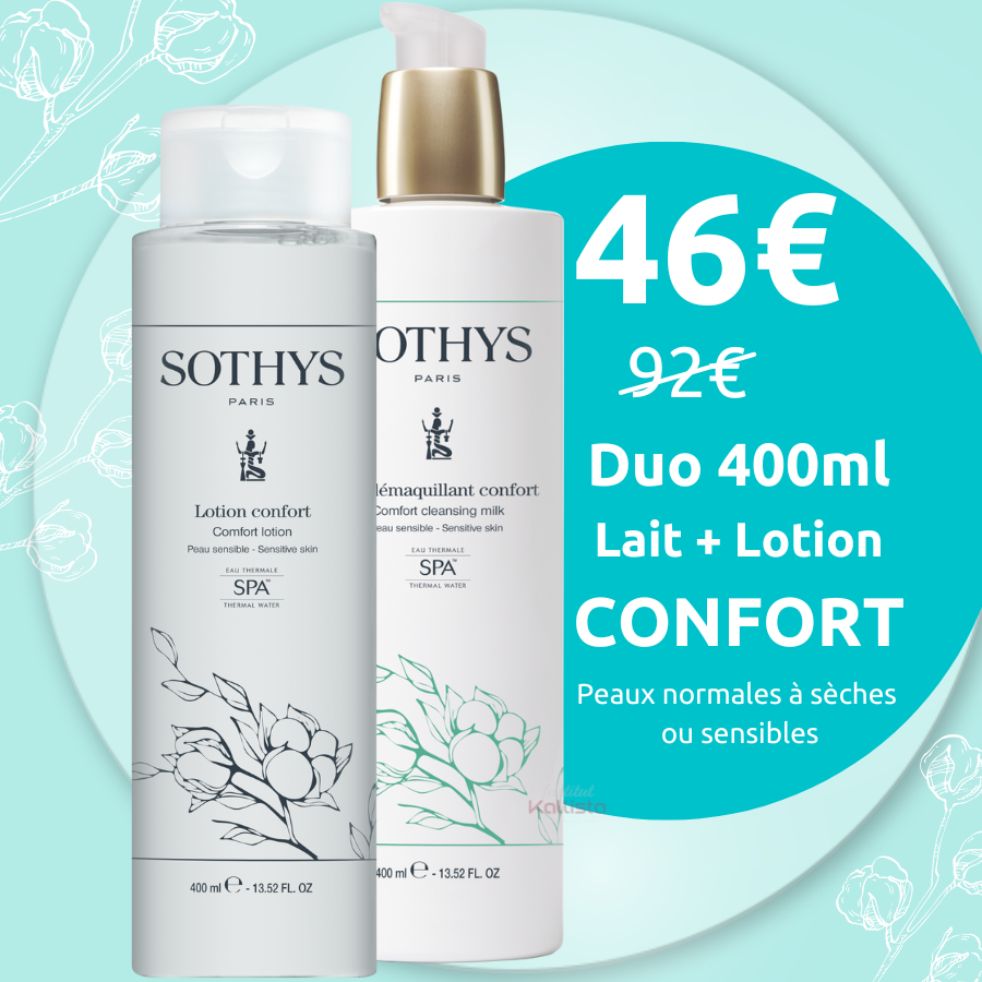 Duo Confort XXL Sothys - 2 x 400 ml (Lait + Lotion) au prix du 200 ml