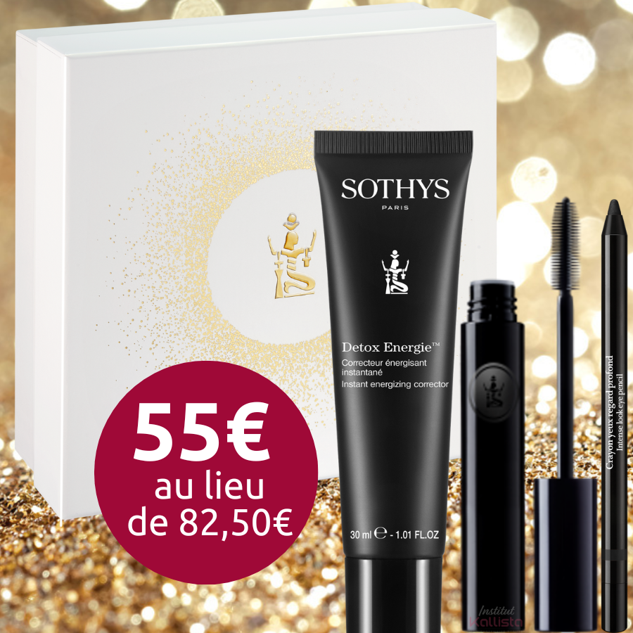 Coffret Maquillage Sothys - Trio de 3 produits - Correcteur Énergisant Instantané 30 ml, Crayon Yeux Regard Profond Noir & Mascara Essentiel Noir