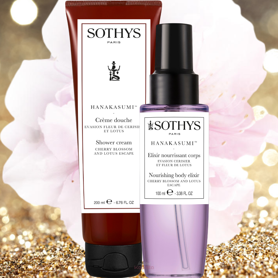 Duo de produits corps Sothys - Fleur de Cerisier & Lotus - Crème de douche et Élixir hydratant