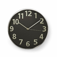 Nedis CLWA014PC30BK Horloge Murale Circulaire, 30 cm de Diamètre, Noir et Argent