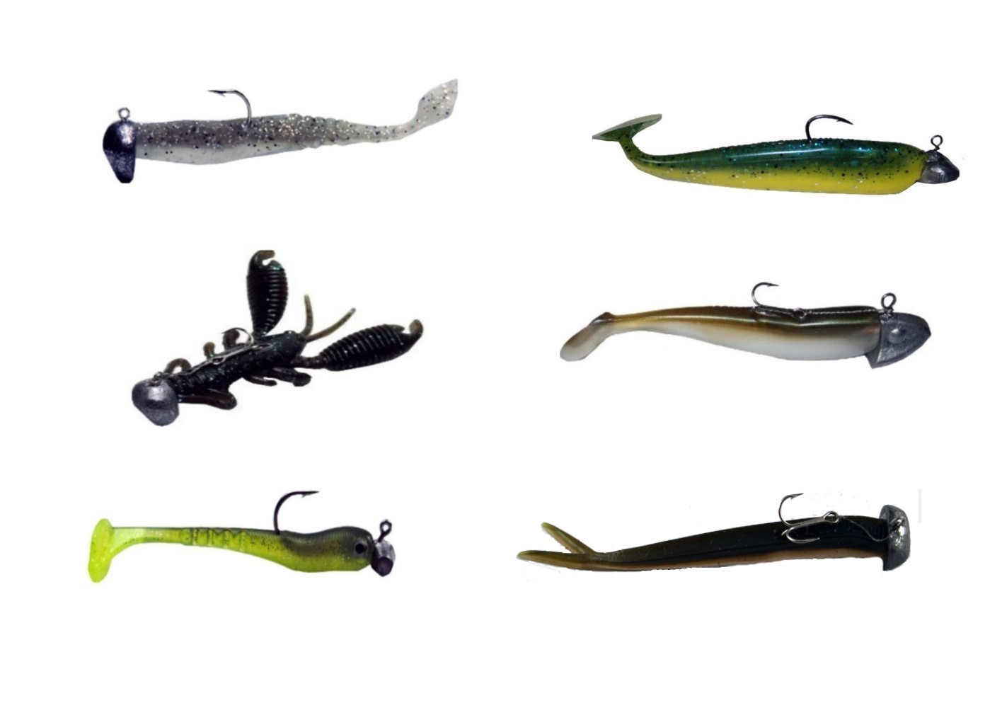 20 Leurres souples + tête plombée articulée SWIMY RIG GALFION FAT SHAD -  Leurres/Leurres souples - Tous à la Pêche !