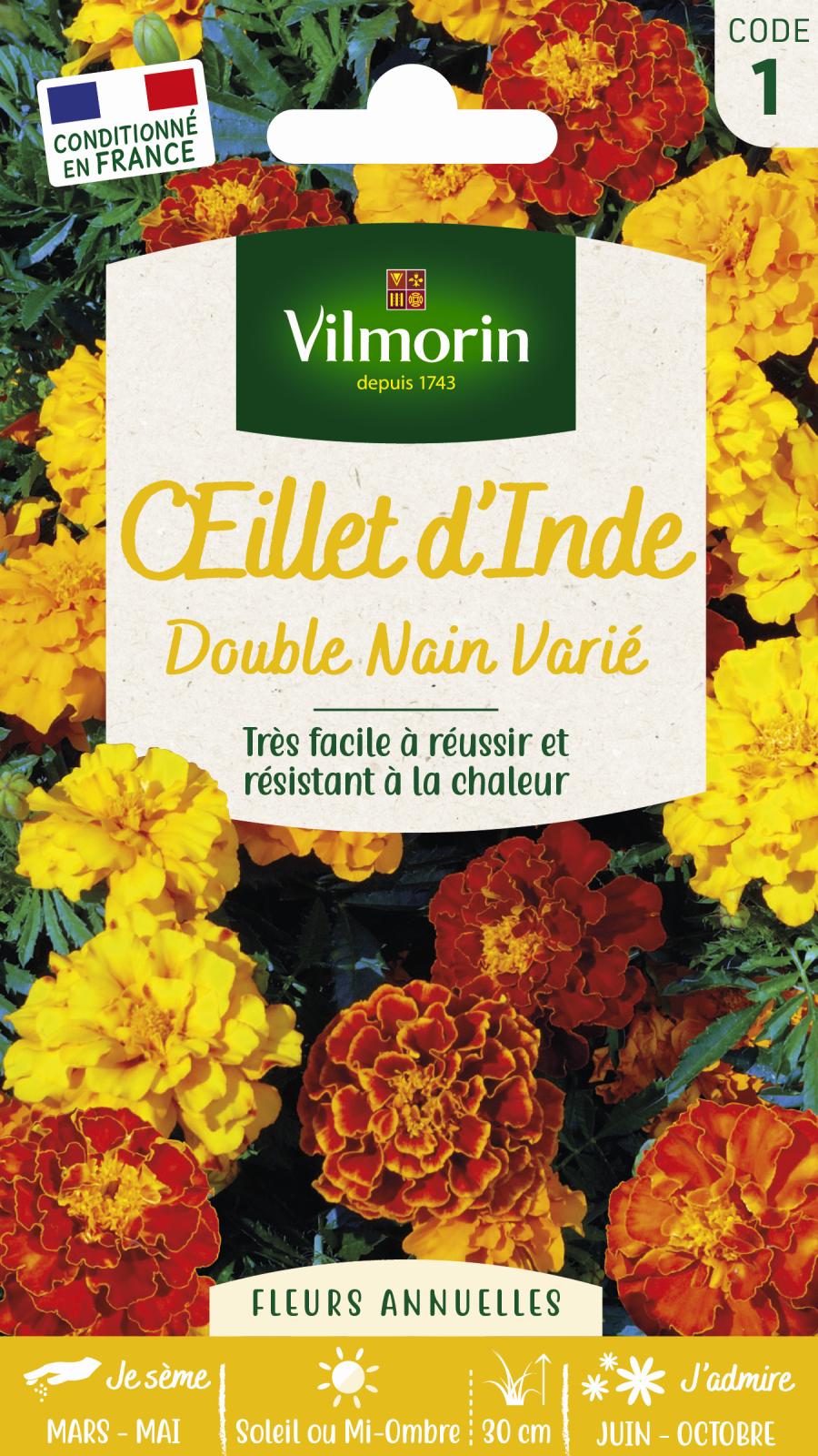 Oeillet d\'Inde Double Nain Variés - 1gr
