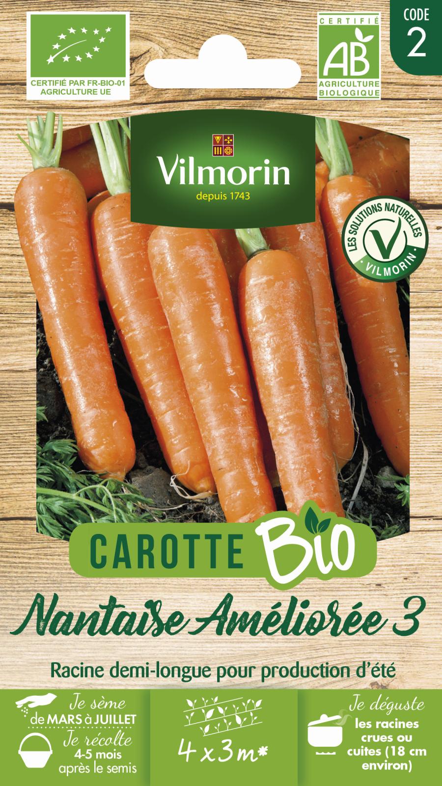 Carotte Nantaise Améliorée 3 - BIO - 4gr