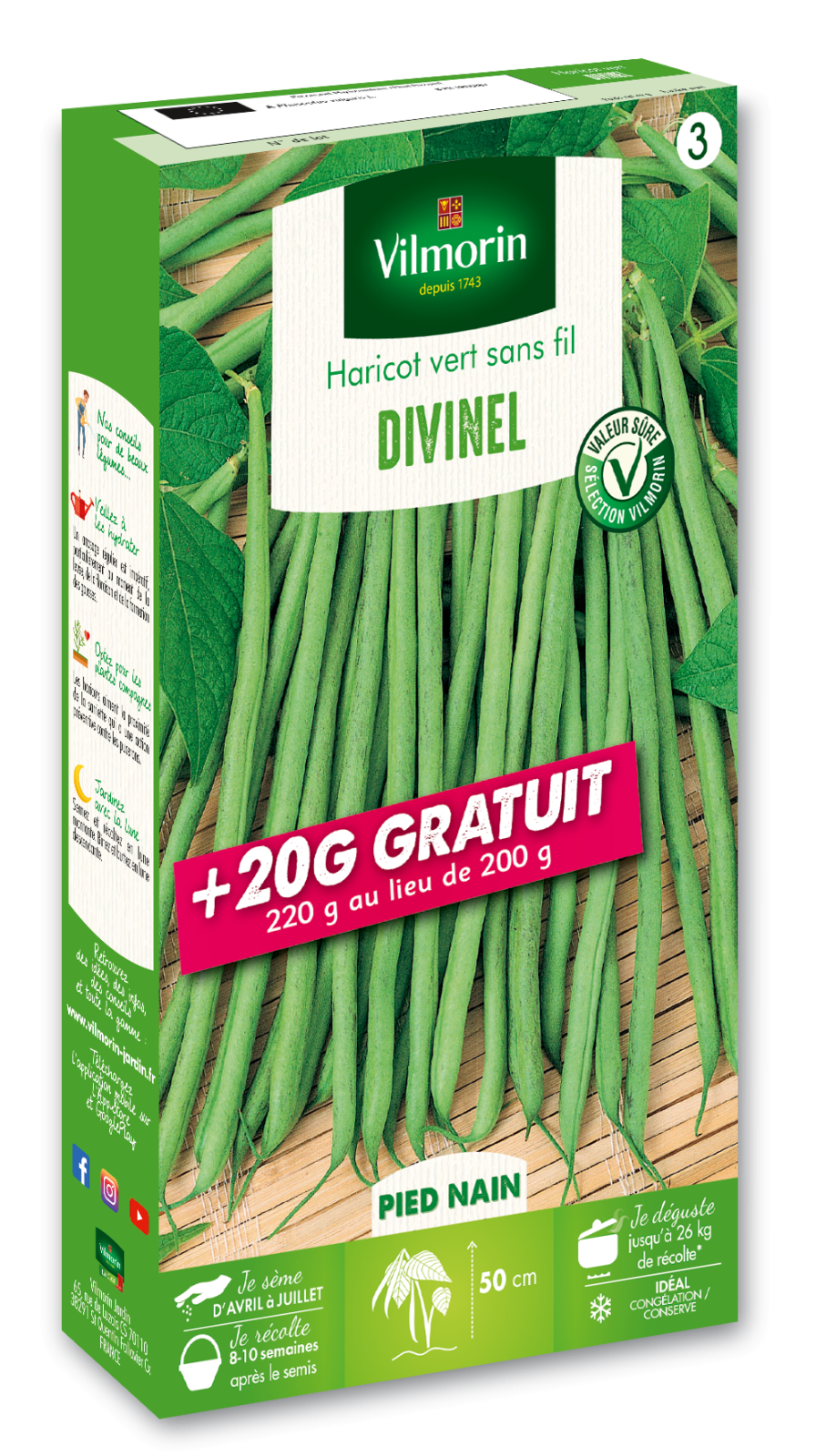 Haricot Nain Vert Divinel 200gr + 20gr Offert